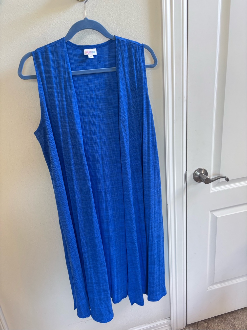 LuLaRoe Royal Blue Sleeveless Open-Front Maxi Duster